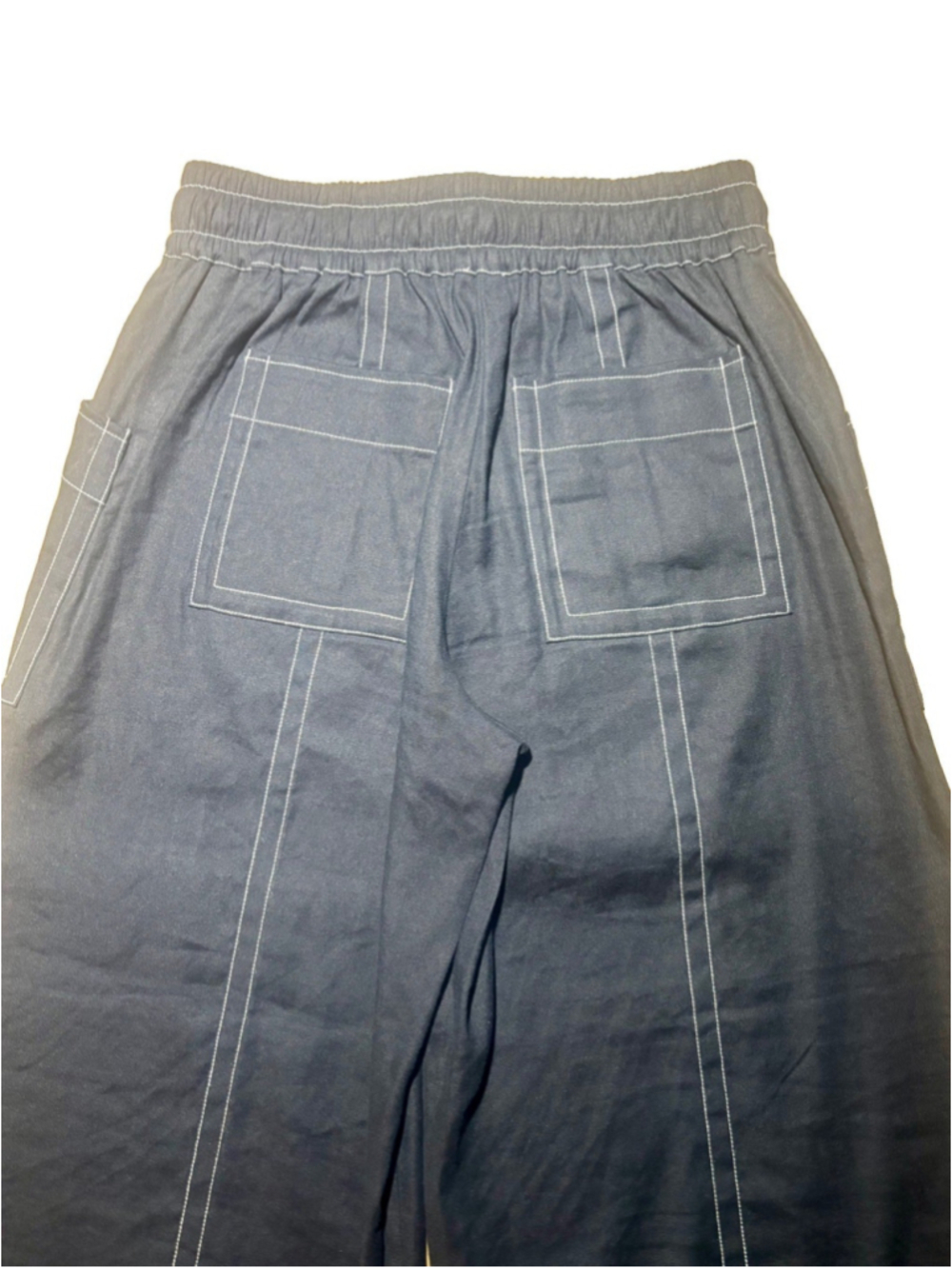 Maeve Anthropologie La Ponche Navy Linen Blend Wide Leg Drawstring Pants Small - Picture 9 of 11
